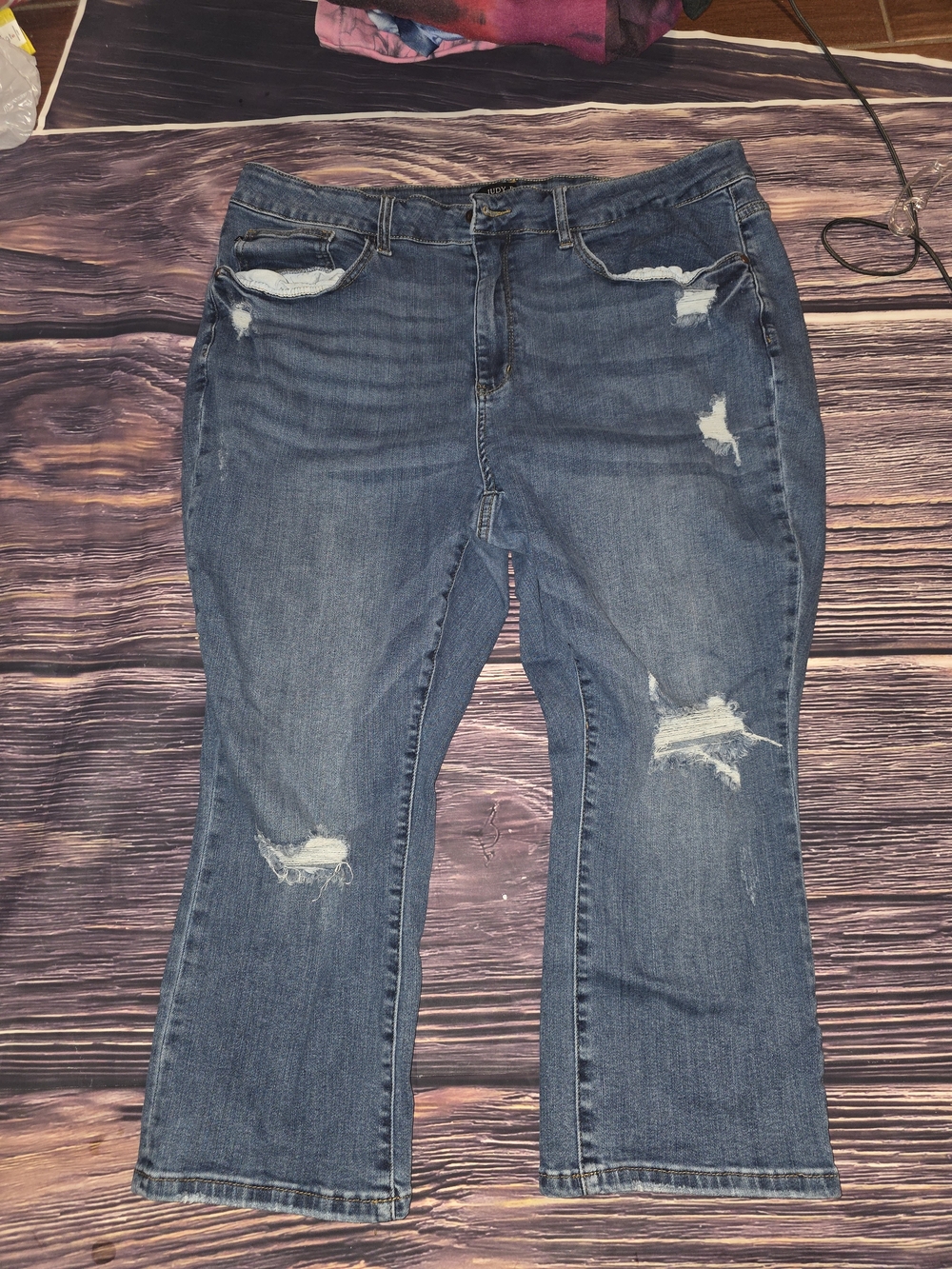 Judy Blue Medium Blue Distressed Boot Cut Jeans